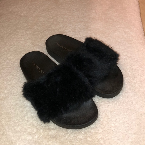 madden girl fuzzy slides